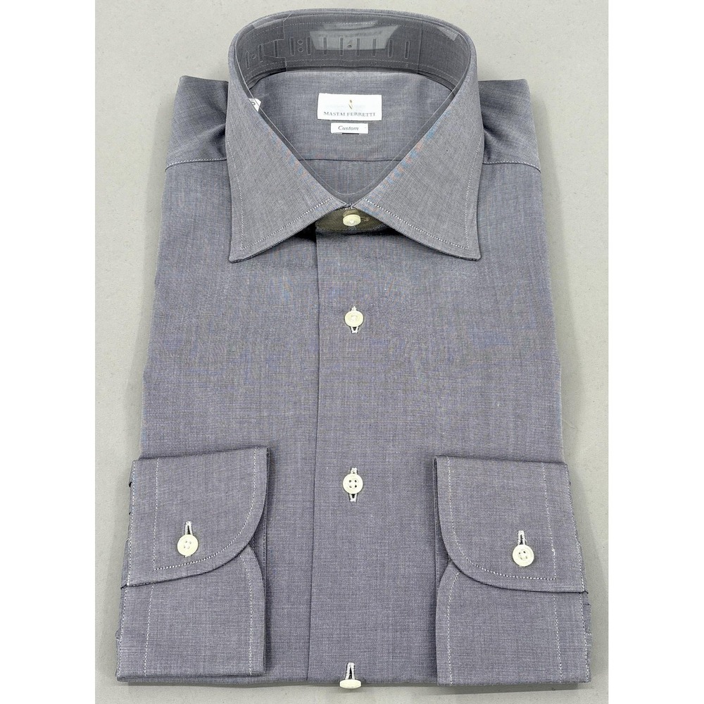 Mastai Ferretti Shirt Mens 15.75 40 Gray Custom Dress Long Sleeve Cotton NEW